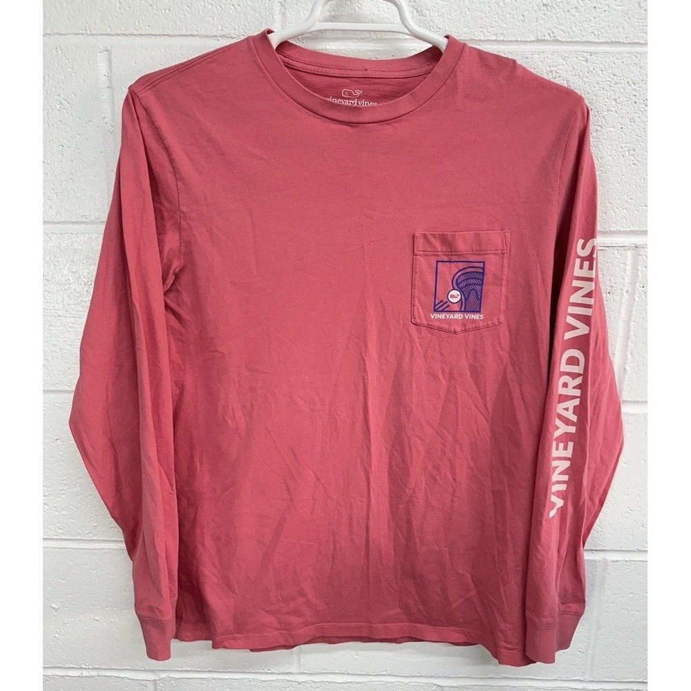 Vineyard Vines Long Sleeve T-Shirt Jetty Red Lacrosse Graphic / Men's Medium